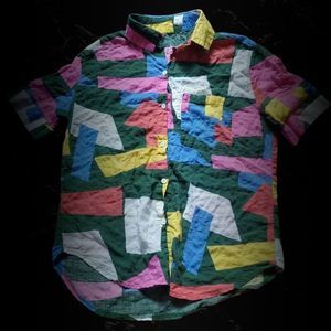 Vintage 1980s Chambray Abstract Shapes Shirt